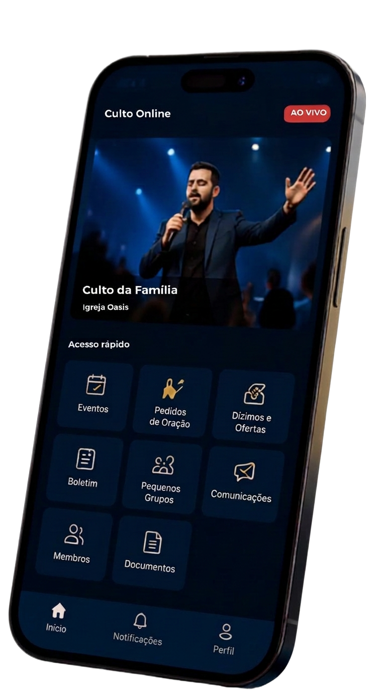 Culto Online no celular do membro